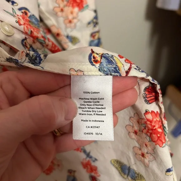 Talbots Floral Button Down Shirt - Red, Blue, White - Picture 4 of 4